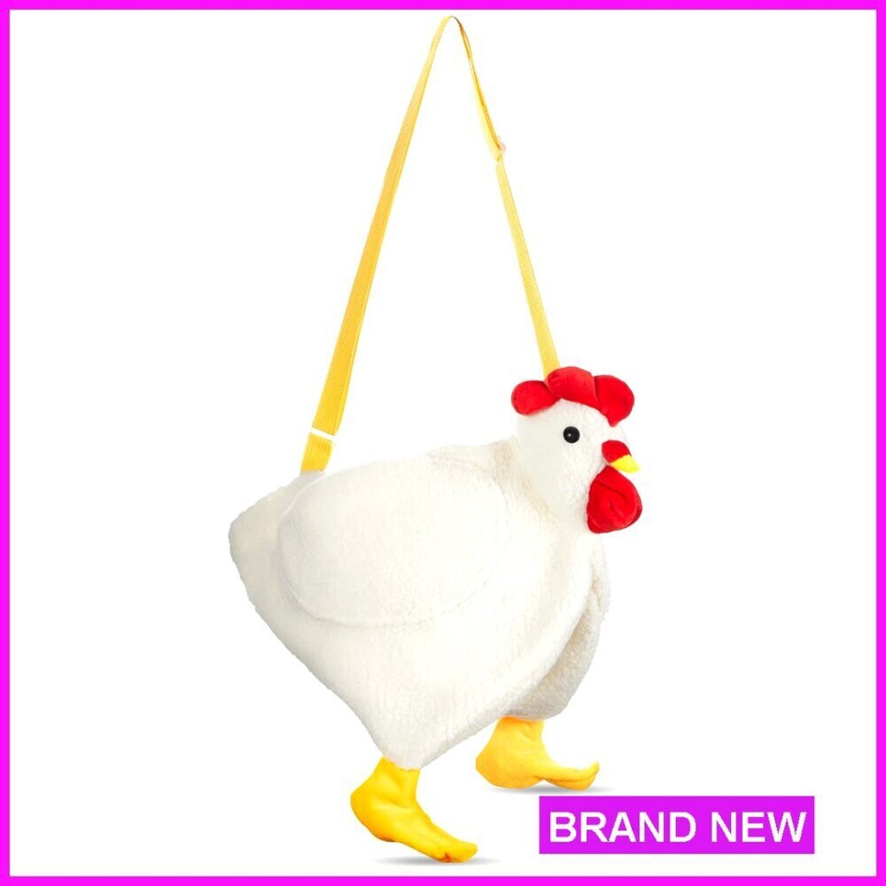 Fluffy Chicken Plush Crossbody Bag, Adjustable Strap, Large Capacity Handbag